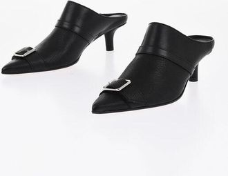 Maison Margiela MM6 Hammered Leather Mules with Buckle 6cm size 38,5