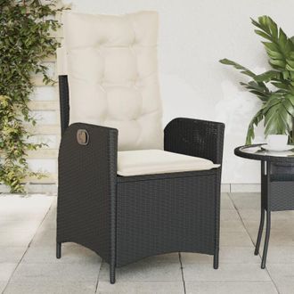 vidaXL Vidaxl - Sill&oacute;n Reclinable De Jard&iacute;n Con Cojines Rat&aacute;n Sint&eacute;tico Negro