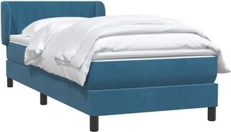 vidaXL Cama Box Spring Con Colch&oacute;n Terciopelo Azul Oscuro 90x210 Cm Vidaxl