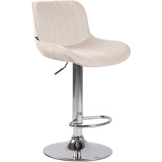 Clp Sgabello Lentini in velluto con poggiapiedi crema cromo