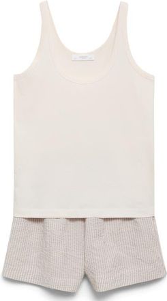 Mango Two-Piece Stripe Short Pajamas in Medium Brown at Nordstrom, Size X-Small