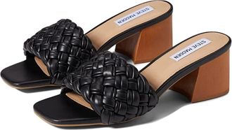 Steve Madden Womens Steve Madden Incentive Sandals Black Braided Block Heel ZAP1259