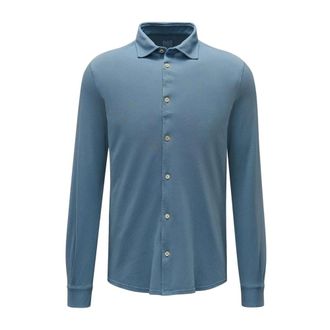 Fedeli Casual Shirts, male, Blue, Size: 2XL Piqué Shirt