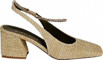 MARIA LUCA Womens Ilaria Raffia Leather Heels Pumps In Gold