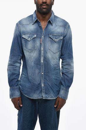 Dsquared2 Camicia CLASSIC WESTERN in Denim Stretch con Doppio Taschino Dsquared2