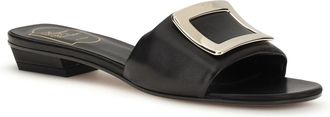 Roger Vivier Womens Leather Slide Sandals Black Calf