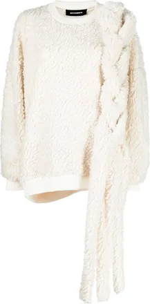 Melitta Baumeister braid-detail fleece sweatshirt - women - Polyester/Cotton - M - White