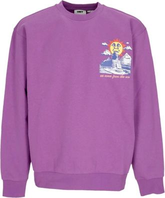 Obey Lichte Crewneck Sweatshirt We Komen Van de Zon - Heren - Sweatshirts - Paars - XL - Katoen - Hoodies & sweatvesten