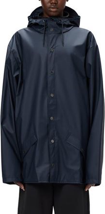 Rains Gender Inclusive Lightweight Hooded Waterproof Rain Jacket in Navy at Nordstrom, Size Large
