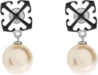 Off-white Glazen Pareloorbellen - Dames - Oorbellen - Grijs - ONE Size - Accessoires