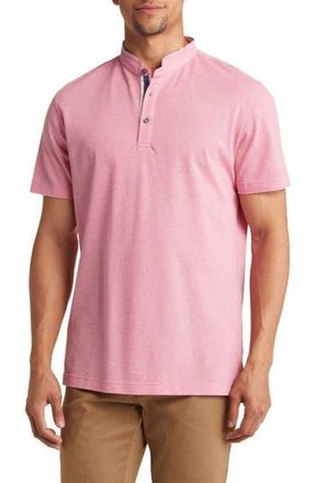 Lorenzo Uomo Trim Fit Band Collar Cotton Polo in Pink at Nordstrom Rack, Size Medium