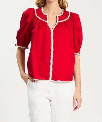 Tyler B&ouml;e Lara Trimmed Collar Top In Salsa