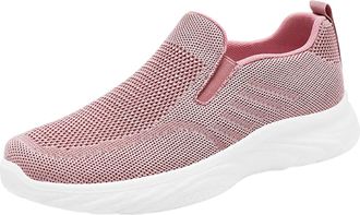 Generic Womens Trainers Air Cushion Womens Trainers Slip On Ladies Walking Shoes Lightweight Arch Support Memory Foam Sneakers Summer Outdoor Trainer with Ela