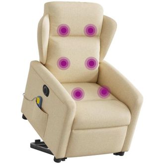 vidaXL Vidaxl - Sill&oacute;n De Masaje El&eacute;ctrico Reclinable Elevable Tela Crema