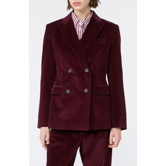 Max Mara Double Breasted Corduroy Blazer in Bordeaux at Nordstrom, Size 14