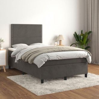 vidaXL Cama Box Spring Con Colch&oacute;n Terciopelo Gris Oscuro 120x200 Cm Vidaxl