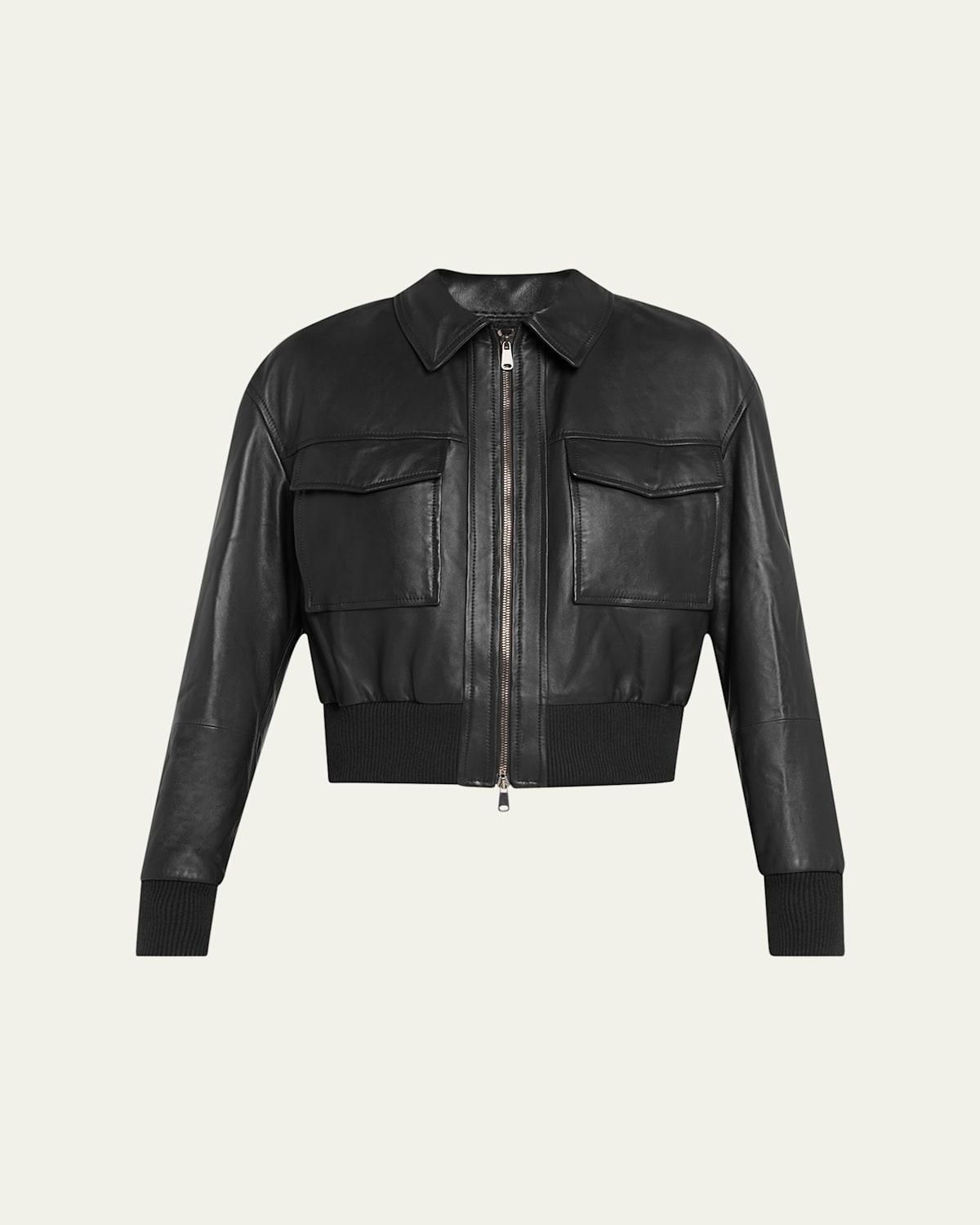 Brunello Cucinelli Shiny Zipper Pull Bomber Jacket from
