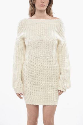 Dsquared2 Wool-Blend Off-Shoulder Long-Sleeve Dress Dsquared2