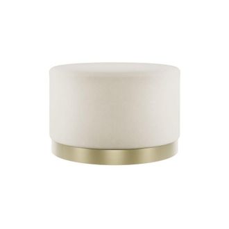 LPD Furniture Lpd Furniture - Lara Large Pouffe - Velvet/Metal - L60.5 x W60.5 x H35.5 cm - Cream/Gold Brushed