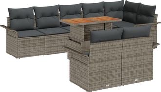 vidaXL Garden Sofa Set with Cushion Manual 9 pcs Grey 100 x 55 x 73 cm Vidaxl