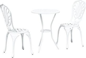 vidaXL Juego Bistro De Jard&iacute;n 3 Pcs Blanco Aluminio Vidaxl