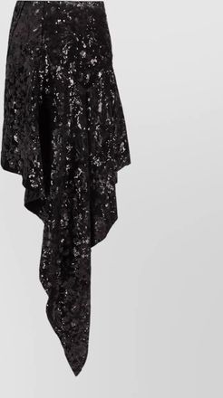 Niccol&ograve; Pasqualetti velvet floral sequin embroidered asymmetric skirt