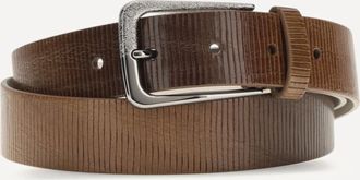 Brunello Cucinelli Cintura in pelle intagliata con Shimmering Buckle Woman L