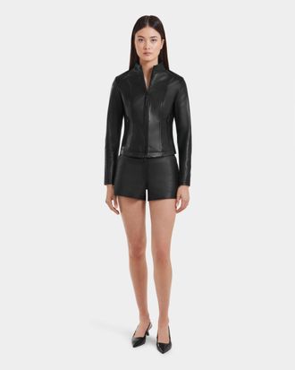 Rudsak Mariah Womens Fitted Leather Biker Jacket