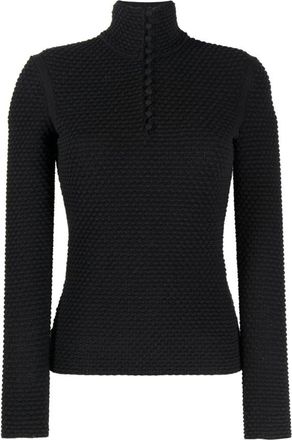 Ferragamo Mock-Neck Trui - Dames - Coltruien - Zwart - M - Katoen - Truien & Vesten