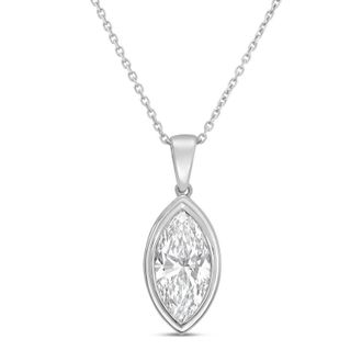 Diana M. Jewels 14kt white gold 10.00 ct lab grown marquise bezel with bail pendant