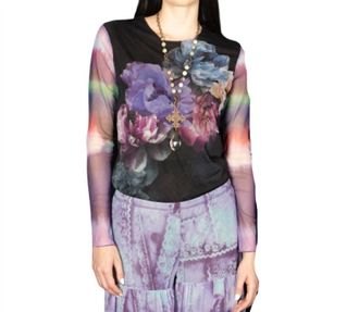 Petit Pois by Viviana G Sheer Top In Romance Bouquet