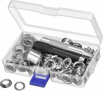 OEM Kit De Ojales Met&aacute;licos De 12 Mm, 100 Piezas, Herramienta Para Reparar Telas De Tiendas De Campa&ntilde;a, Color Plata