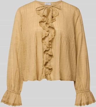 Jake*s Casual Regular Fit Bluse mit Volants in Sand, Gr&ouml;&szlig;e 34