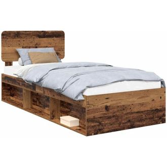 vidaXL Bed Frame with Headboard Old Wood 90 x 190 cm Solid Pine Wood vidaXL