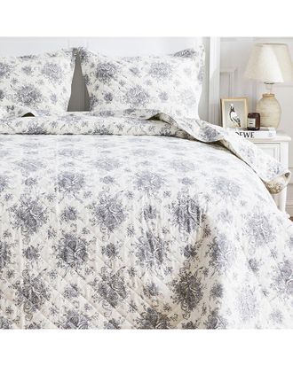 Melange Home M&eacute;lange Home Cotton Soft Flannel Vintage Floral Quilt Set
