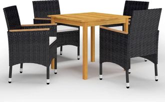 vidaXL Juego De Comedor De Jard&iacute;n De 5 Piezas Negro Vidaxl