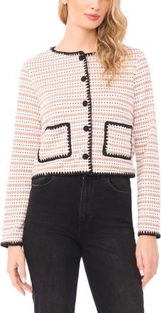 CeCe by Cynthia Steffe Contrast Trim Cardigan in Toffee at Nordstrom, Size Xx-Large