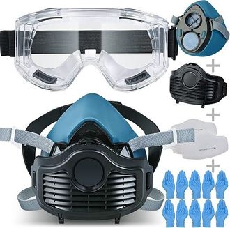 OEM Protecci&oacute;n Respiratoria Reutilizable, Extra&iacute;ble Para Limpieza, Pantalla Facial Protectora Con 20 Almohadillas De Algod&oacute;n, Color Azul Parcial