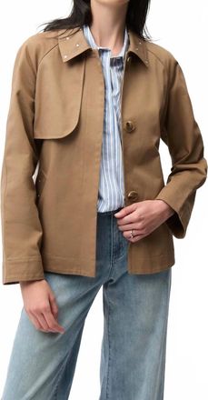 Joseph Ribkoff Short Trench Coat With Belt & Rhinestones In Tiger Eye