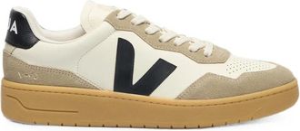 Veja V-90 Leather Pure Black Natural Sneakers