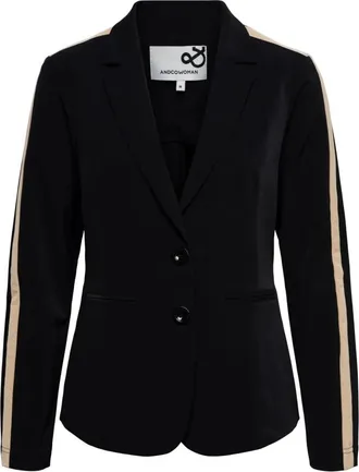 &Co Woman Jassen, Dames, Zwart, L, Ongevoerde Travel Blazer