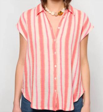 Xirena Tillie Stripe Shirt In Sunset Pink