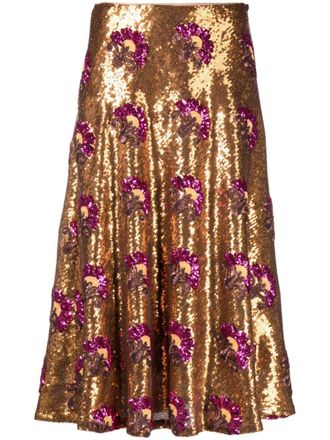 La DoubleJ Holly sequin-embellished skirt - Goud