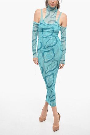 Julfer Cold-shoulder Mesh Maxi Sheat Dress size 40