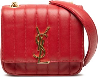Saint Laurent Pre-owned Womens Small Lambskin Monogram Vicky Chain Bag - Red Leather - One Size