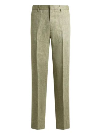 Etro chevron-motif straight-leg trousers - Green