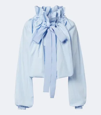 Patou Blusa de popel&iacute;n de algod&oacute;n con lazo