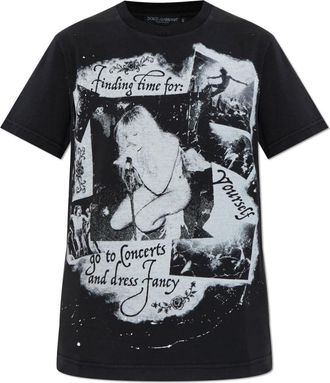 Dolce & Gabbana T-shirt met print - Dames - T-shirts - Zwart - XS - Katoen - Tops