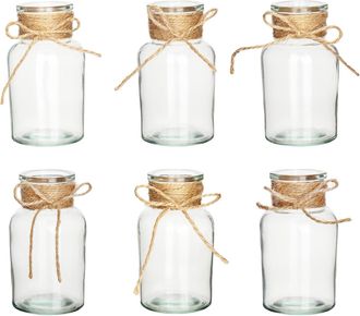 OEM Peque&ntilde;os Jarrones De Cristal Transparente Para Flores, Juego De 6 Jarrones De Mesa, Mini Botellas, Juego De Jarrones Decorativos Para Centros De Mesa,