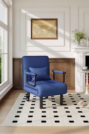 Living and Home 3-in-1 Lounge and Sofa Bed with Pillow in Dark Blue